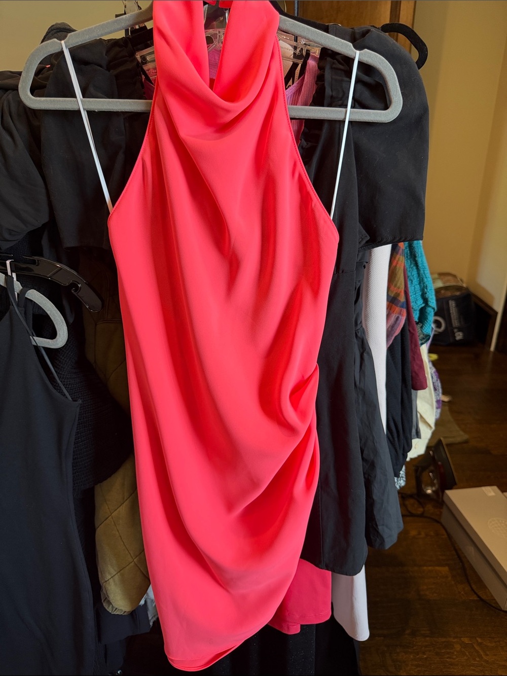 Amanda Uprichard XS Neon Pink/Orange Samba Dress Mini